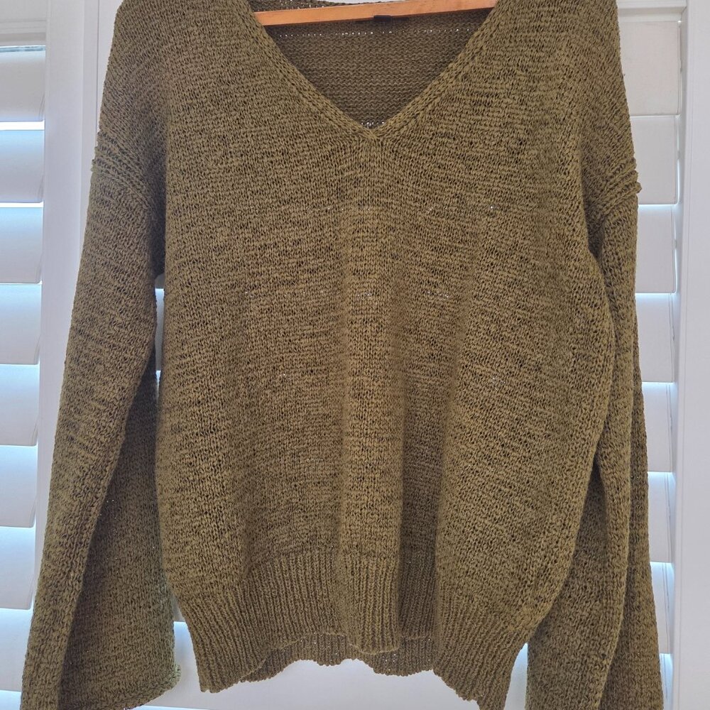 J Crew Cotton Sweater Khaki Green Size L
